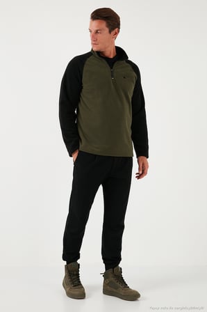 Buratti Slim Fit Yarım Fermuarlı Soğuk Geçirmez Şardonlu 2'li Paket Polar Erkek POLAR 5906055S2