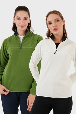 Lela Slim Fit Yumuşak Dokulu Anti-Pilling Tüylenme Yapmayan 2'li Paket Polar Bayan POLAR 5907000S2