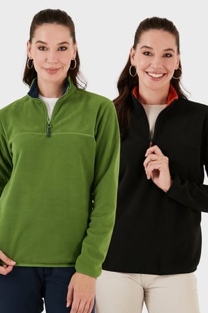 Lela Slim Fit Yumuşak Dokulu Anti-Pilling Tüylenme Yapmayan 2'li Paket Polar Bayan POLAR 5907000S2