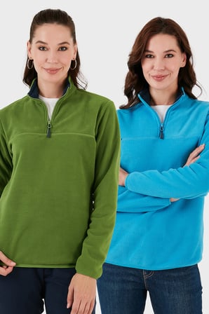 Lela Slim Fit Yumuşak Dokulu Anti-Pilling Tüylenme Yapmayan 2'li Paket Polar Bayan POLAR 5907000S2