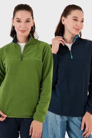 Lela Slim Fit Yumuşak Dokulu Anti-Pilling Tüylenme Yapmayan 2'li Paket Polar Bayan POLAR 5907000S2