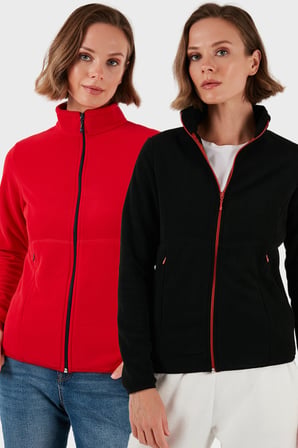 Lela Slim Fit Anti-Pilling Tüylenme Yapmayan Fermuarlı 2'li Paket Polar Hırka Bayan HIRKA 5907012S2