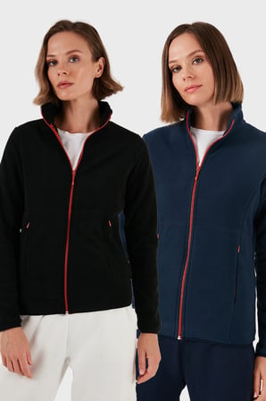 Lela Slim Fit Anti-Pilling Tüylenme Yapmayan Fermuarlı 2'li Paket Polar Hırka Bayan HIRKA 5907012S2