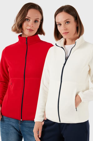 Lela Slim Fit Anti-Pilling Tüylenme Yapmayan Fermuarlı 2'li Paket Polar Hırka Bayan HIRKA 5907012S2