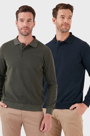 Buratti Pamuk Karışımlı Regular Fit 2'li Paket Polo Yaka Kazak Erkek POLO YAKA KAZAK 456223S2