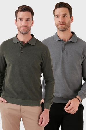 Buratti Pamuk Karışımlı Regular Fit 2'li Paket Polo Yaka Kazak Erkek POLO YAKA KAZAK 456223S2