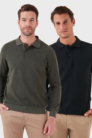Buratti Pamuk Karışımlı Regular Fit 2'li Paket Polo Yaka Kazak Erkek POLO YAKA KAZAK 456223S2