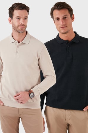 Buratti Pamuk Karışımlı Regular Fit 2'li Paket Polo Yaka Kazak Erkek POLO YAKA KAZAK 456223S2