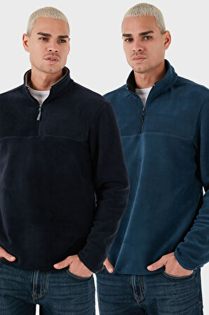 Buratti Regular Fit Anti-Pilling Tüylenme Yapmayan Dik Yaka Şardonlu 2'li Paket Polar Erkek POLAR 5896700S2