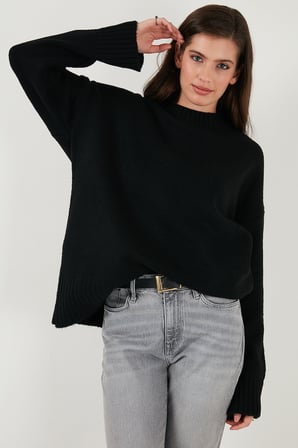 Lela Regular Fit Bisiklet Yaka Basic 2'li Paket Triko Kazak Bayan KAZAK 4616213S2