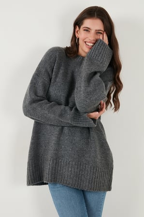 Lela Regular Fit Bisiklet Yaka Basic 2'li Paket Triko Kazak Bayan KAZAK 4616213S2