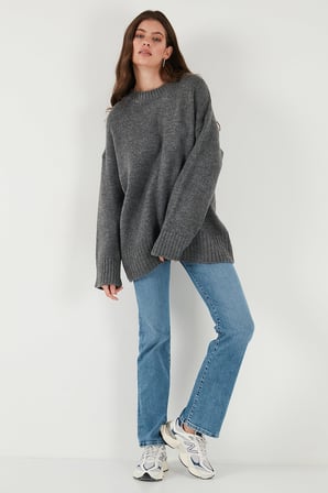 Lela Regular Fit Bisiklet Yaka Basic 2'li Paket Triko Kazak Bayan KAZAK 4616213S2