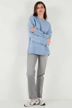 Lela Regular Fit Bisiklet Yaka Basic 2'li Paket Triko Kazak Bayan KAZAK 4616213S2