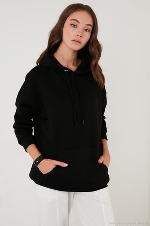 Lela Regular Fit Pamuklu Kapüşonlu Yaka Şardonlu Kışlık 2'li Paket Sweat Bayan SWEAT 5863854S2