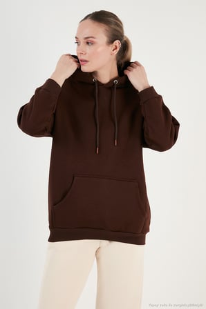 Lela Regular Fit Pamuklu Kapüşonlu Yaka Şardonlu Kışlık 2'li Paket Sweat Bayan SWEAT 5863854S2