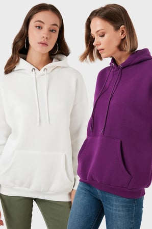 Lela Regular Fit Pamuklu Kapüşonlu Yaka Şardonlu Kışlık 2'li Paket Sweat Bayan SWEAT 5863854S2