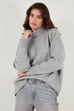Lela Oversize Fit Balıkçı Yaka Yumuşak Dokulu 2'li Paket Triko Kazak Bayan KAZAK 680KZ00469S2