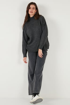 Lela Oversize Fit Balıkçı Yaka Yumuşak Dokulu 2'li Paket Triko Kazak Bayan KAZAK 680KZ00469S2