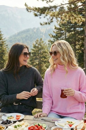 Lela Oversize Fit Balıkçı Yaka Yumuşak Dokulu 2'li Paket Triko Kazak Bayan KAZAK 680KZ00469S2