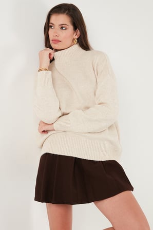 Lela Oversize Fit Balıkçı Yaka Yumuşak Dokulu 2'li Paket Triko Kazak Bayan KAZAK 680KZ00469S2