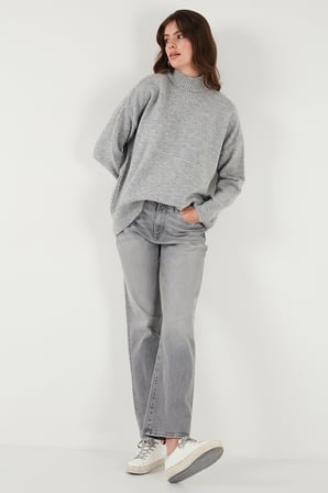 Lela Oversize Fit Balıkçı Yaka Yumuşak Dokulu 2'li Paket Triko Kazak Bayan KAZAK 680KZ00469S2
