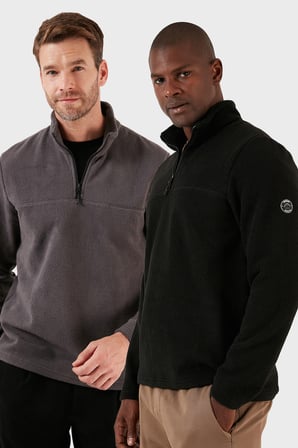 Buratti Slim Fit Yarım Fermuarlı Yumuşak Dokulu Şardonlu Soğuk Geçirmez 2'li Paket Polar Erkek POLAR 59060011S2