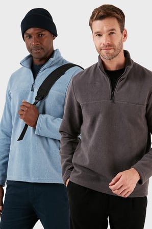 Buratti Slim Fit Yarım Fermuarlı Yumuşak Dokulu Şardonlu Soğuk Geçirmez 2'li Paket Polar Erkek POLAR 59060011S2