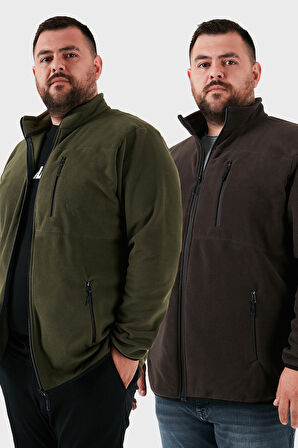 Buratti Regular Fit Dik Yaka Fermuarlı Büyük Beden 2'li Paket Polar Hırka Erkek HIRKA 5906028BS2