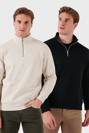 Buratti Pamuklu Regular Fit Dik Yaka 2'li Paket Sweat Erkek SWEAT 59052592S2