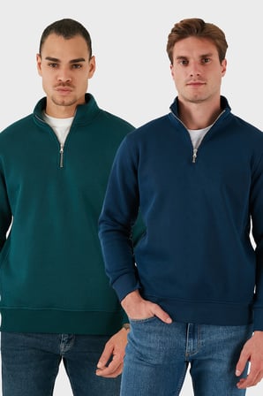 Buratti Pamuklu Regular Fit Dik Yaka 2'li Paket Sweat Erkek SWEAT 59052592S2