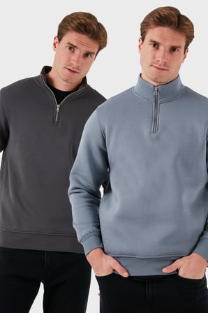 Buratti Pamuklu Regular Fit Dik Yaka Şardonlu 2'li Paket Sweat Erkek SWEAT 59052592S2