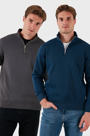 Buratti Pamuklu Regular Fit Dik Yaka 2'li Paket Sweat Erkek SWEAT 59052592S2