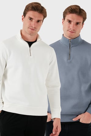 Buratti Pamuklu Regular Fit Dik Yaka 2'li Paket Sweat Erkek SWEAT 59052592S2