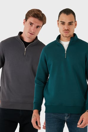 Buratti Pamuklu Regular Fit Dik Yaka 2'li Paket Sweat Erkek SWEAT 59052592S2