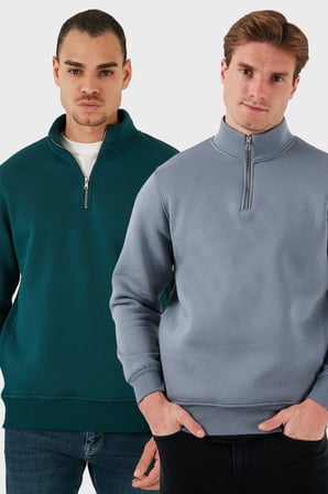 Buratti Pamuklu Regular Fit Dik Yaka Şardonlu 2'li Paket Sweat Erkek SWEAT 59052592S2