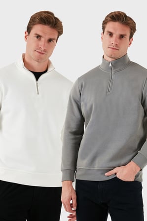 Buratti Pamuklu Regular Fit Dik Yaka 2'li Paket Sweat Erkek SWEAT 59052592S2