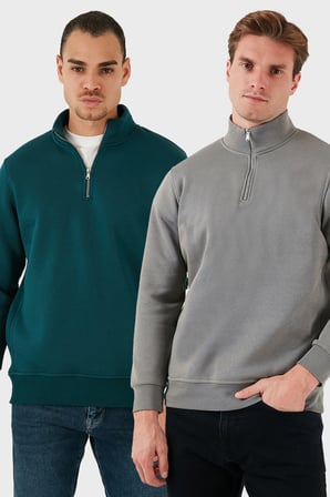 Buratti Pamuklu Regular Fit Dik Yaka 2'li Paket Sweat Erkek SWEAT 59052592S2