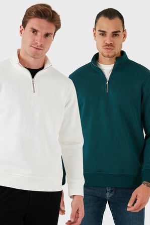 Buratti Pamuklu Regular Fit Dik Yaka 2'li Paket Sweat Erkek SWEAT 59052592S2