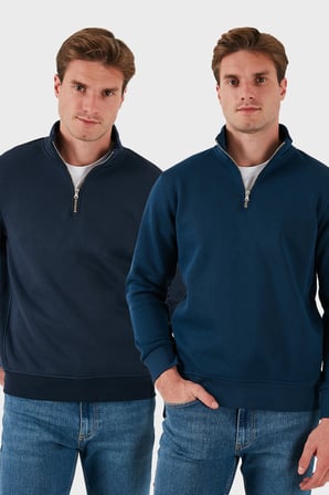 Buratti Pamuklu Regular Fit Dik Yaka 2'li Paket Sweat Erkek SWEAT 59052592S2
