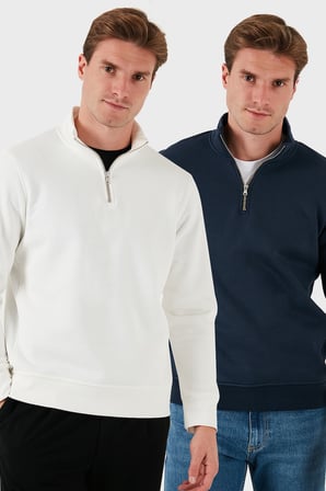 Buratti Pamuklu Regular Fit Dik Yaka 2'li Paket Sweat Erkek SWEAT 59052592S2