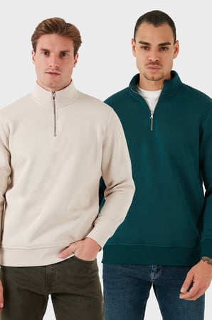 Buratti Pamuklu Regular Fit Dik Yaka 2'li Paket Sweat Erkek SWEAT 59052592S2