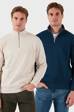 Buratti Pamuklu Regular Fit Dik Yaka 2'li Paket Sweat Erkek SWEAT 59052592S2