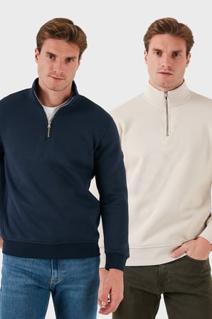 Buratti Pamuklu Regular Fit Dik Yaka 2'li Paket Sweat Erkek SWEAT 59052592S2
