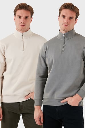 Buratti Pamuklu Regular Fit Dik Yaka 2'li Paket Sweat Erkek SWEAT 59052592S2