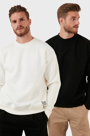 Buratti Regular Fit Bisiklet Yaka Şardonlu 2'li Paket Sweat Erkek SWEAT 5905255S2