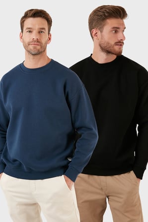 Buratti Regular Fit Bisiklet Yaka Şardonlu 2'li Paket Sweat Erkek SWEAT 5905255S2