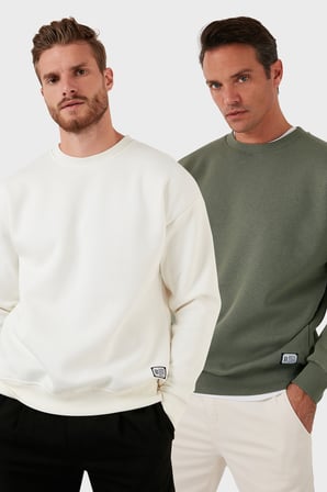 Buratti Regular Fit Bisiklet Yaka Şardonlu 2'li Paket Sweat Erkek SWEAT 5905255S2