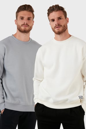 Buratti Regular Fit Bisiklet Yaka Şardonlu 2'li Paket Sweat Erkek SWEAT 5905255S2