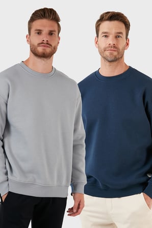 Buratti Regular Fit Bisiklet Yaka Şardonlu 2'li Paket Sweat Erkek SWEAT 5905255S2