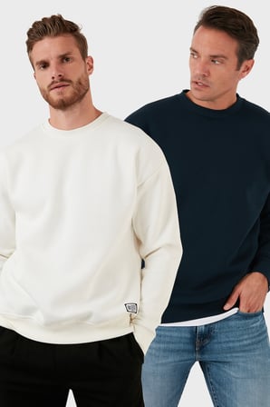 Buratti Regular Fit Bisiklet Yaka Şardonlu 2'li Paket Sweat Erkek SWEAT 5905255S2